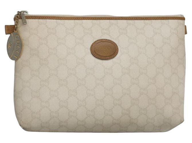 GUCCI GG Plus Supreme Clutch Bag PVC Blanco Auth bs28632