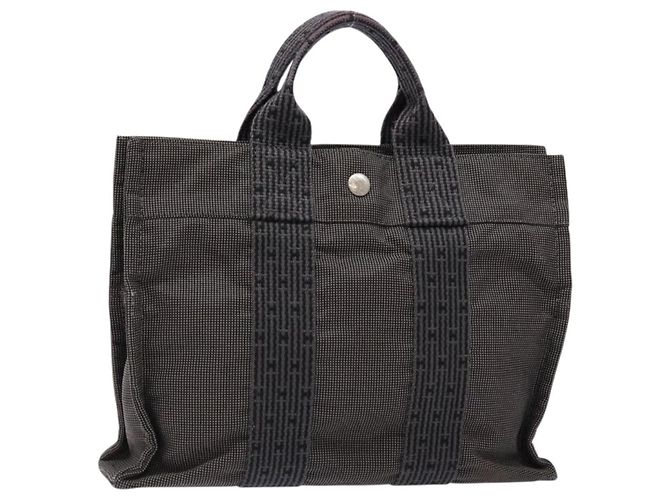 Hermès HERMES Handtasche Her Line PM Canvas Grau Silber Auth 129601 Braun