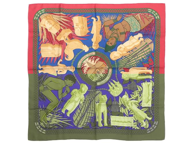 Hermès Carré 90 "Tresor Royal du Benin" Silk handkerchief in Red  ref.2441019