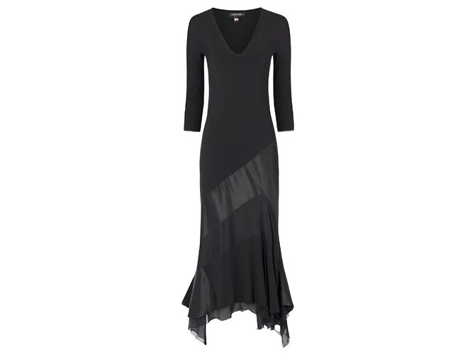 Abendkleid Roberto Cavalli, Modell Seide schräg geschnitten schwarz FW 2004