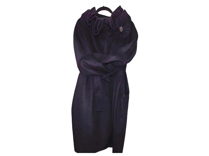 Ermanno Scervino Angora Wool Coat Black