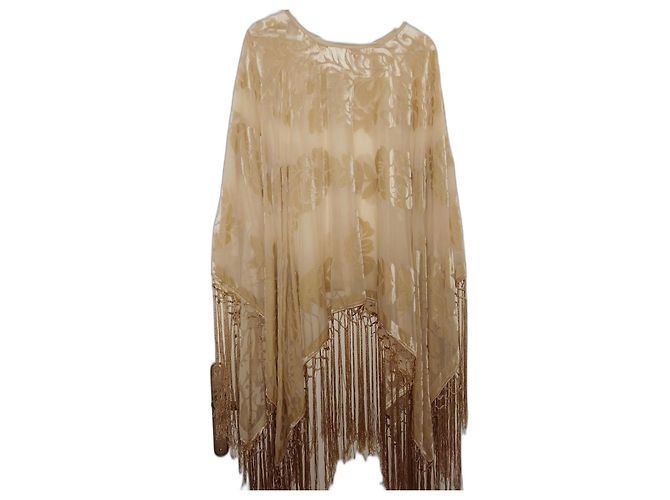 Cappa poncho lunga con frange Denim@Supply Ralph Lauren Beige