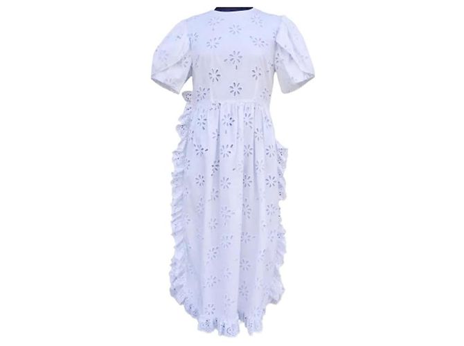 Vestido largo de bordado inglés de Simone Rocha para H&M Blanco
