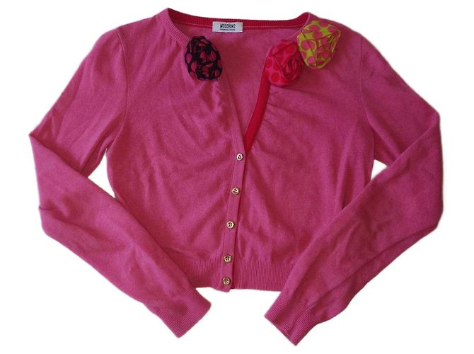 Moschino Cheap And Chic Cardigan Rosa Rot Kaschmir Wolle Pink