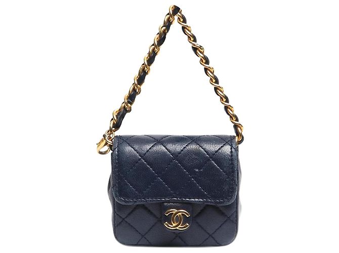 Chanel Navy mini bag charm Blue