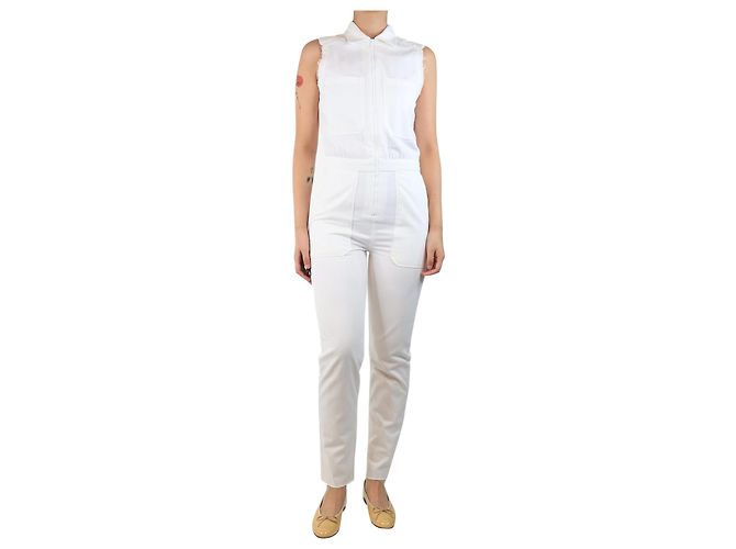 Autre Marque Mono blanco sin mangas de algodón - talla S