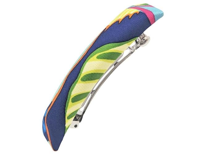 Hermès HERMES Eclipse PM Barrette Blu Giallo Seta Metallo