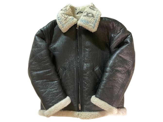 Balenciaga Graffiti Aviator Bomber Jacket Brown Leather Dark brown