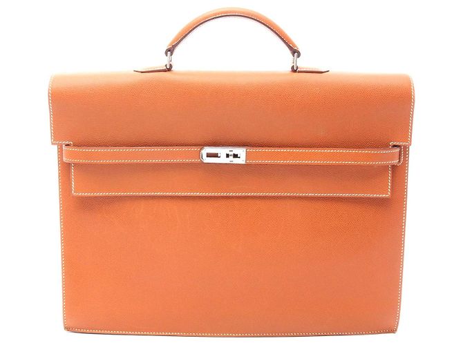 Hermès Kelly Depeche 38 Aktentasche Gold Braun