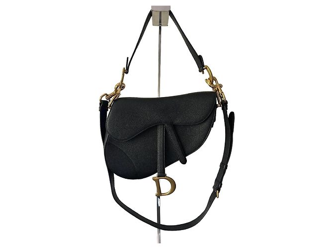 Borsa Saddle Dior in pelle nera granulata Nero
