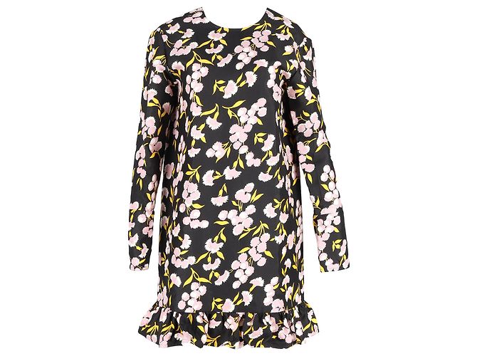 Abito midi con volant e stampa floreale Marni in seta multicolore