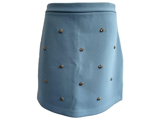 Maje Jizie Bee-Embellished Mini Skirt in Blue Polyester Light blue