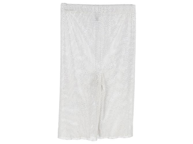 Pantalones cortos de poliéster blanco adornados con cristales Mach & Mach Crudo