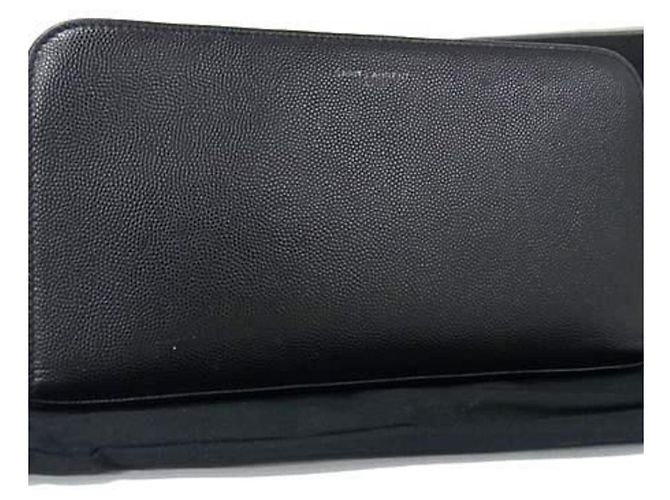 Monedero de cuero negro Saint Laurent