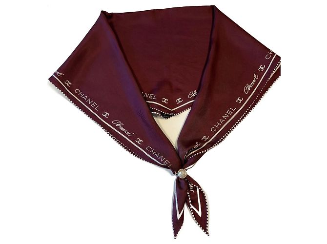 Chanel Sciarpe Bordò Seta