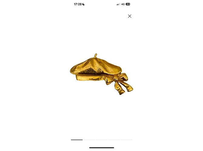 Chanel Goldene Metall-Beret-Brosche mit Schleife