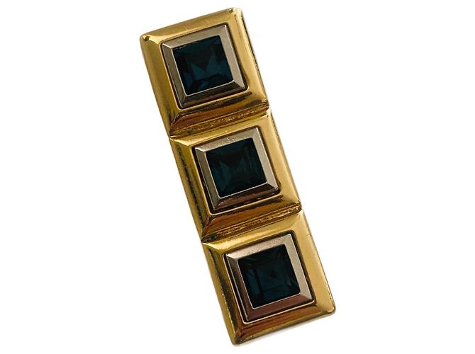 Spilla Barrette Yves Saint Laurent Metallo Oro e Argento D'oro