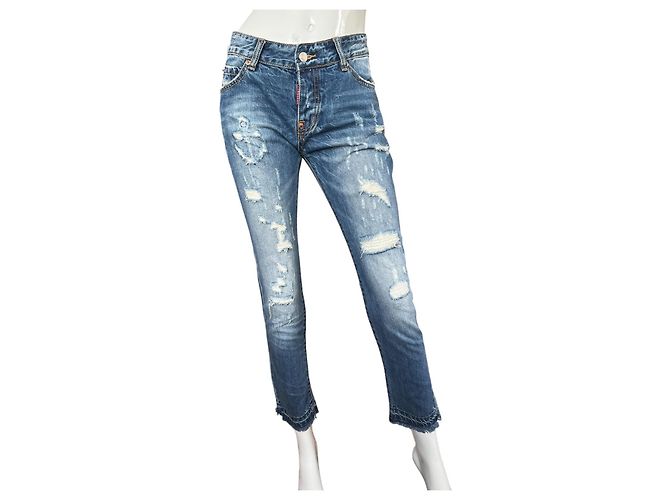Dsquared2 Ripped Blue Denim Jeans