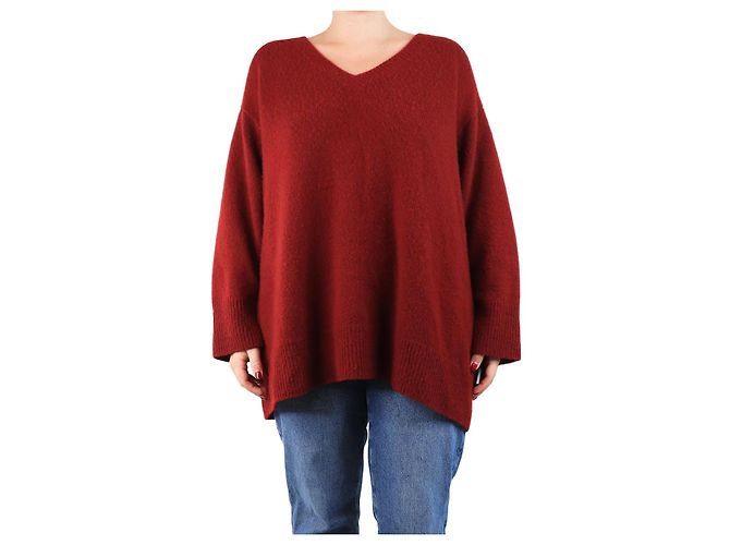 The row Pull rouge surdimensionné à col en V - taille