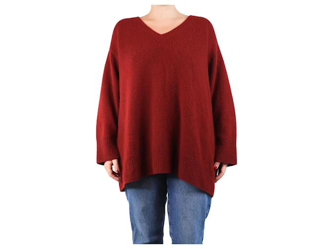 The row Roter oversized V-Ausschnitt Pullover - Größe 