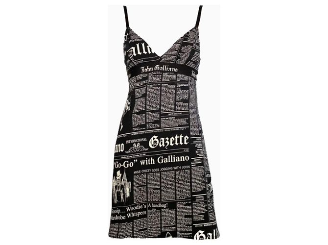 Robe de soirée John Galliano, modèle Gazette Circa 2005. Noir Blanc