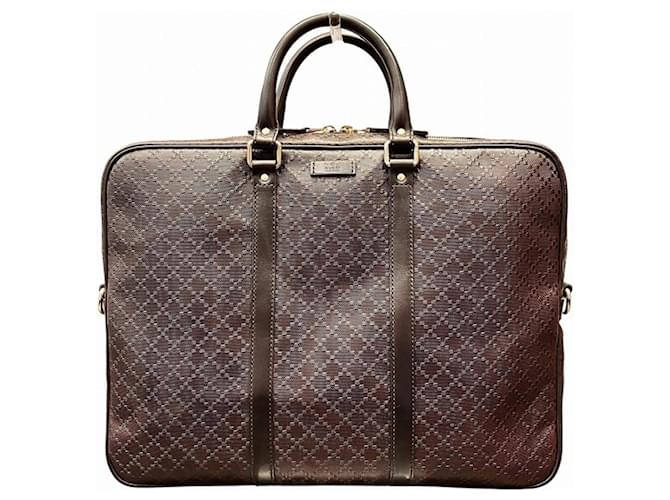 Gucci Diamante 201480 Men's Briefcase Brown Leather  ref.2444468