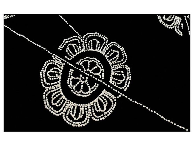 Autre Marque Peachoo + Krejberg Sciarpa Lunga Nera Decorata – Design di Ricamo Floreale – Nuova con Etichette Nero