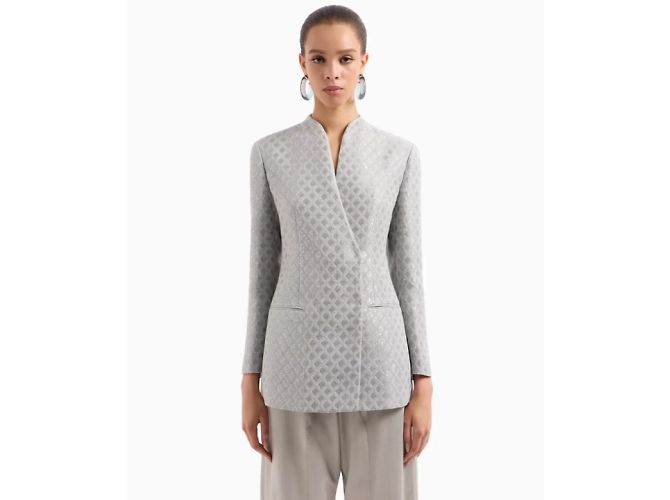 Giorgio Armani Jacke, Jacquard-Modell SS2025. Silber