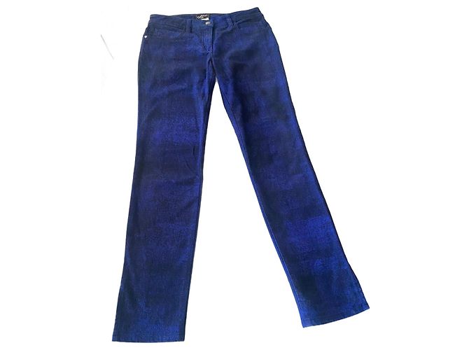 Chanel Jeans Blu Elettrico e Nero Taglia 38 Blu navy