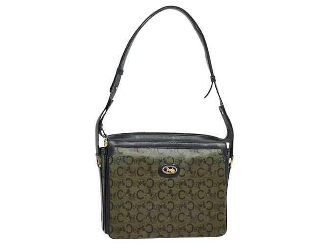 Céline Borsa a Spalla Celine C Sulky PVC Blu Navy Oro Auth 138407 D'oro