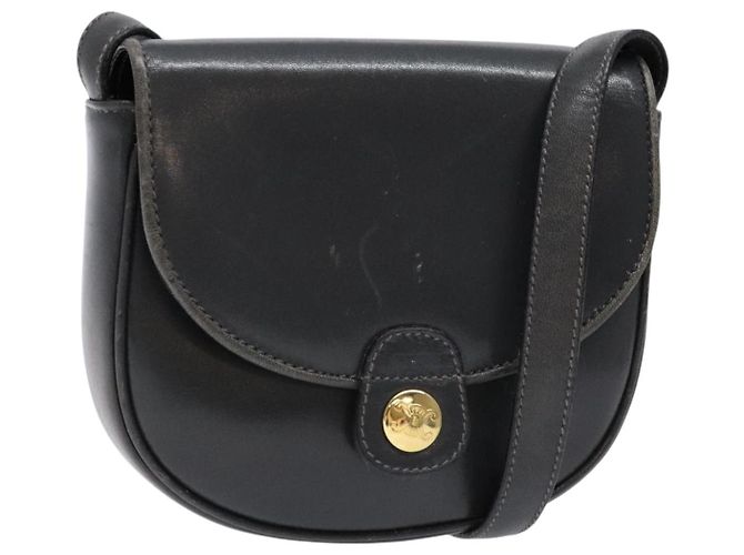 Céline Bolsa de Ombro CELINE em Couro Cinza Dourado Auth 139263 Marrom