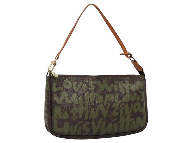LOUIS VUITTON Pochette Accessoires Graffiti Pouch Khaki M92191 LV Auth bs28566 Caqui Monograma