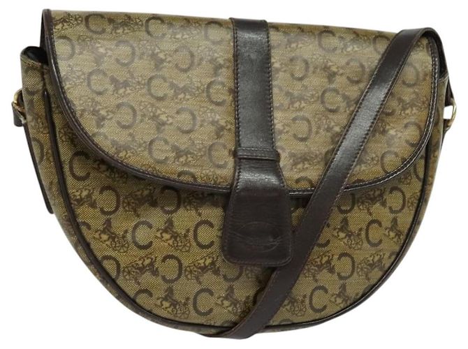 Céline Borsa a Spalla Celine C Sulky PVC Beige Oro Auth 138455 D'oro