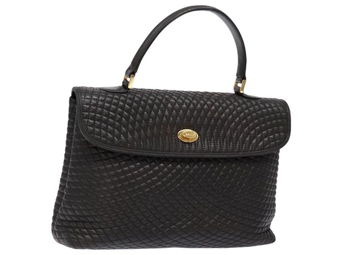 BALLY Borsa a Mano Matelassé in Pelle Nera e Oro Auth ki5898 Nero D'oro