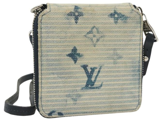 PORTFEUILLE COMPACT ZIPPY MONOGRAM AQUARELLE BLEU LOUIS VUITTON M80461 Auth bs28348