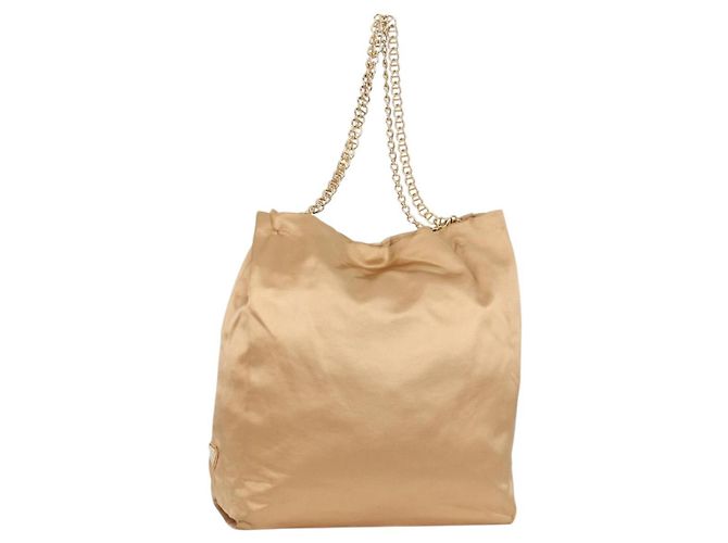 Borsa Tote a Catena Prada Satinato Oro Auth 129815 D'oro