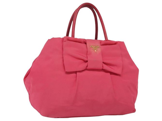 PRADA Borsa a mano in nylon rosa oro Auth 139304 D'oro