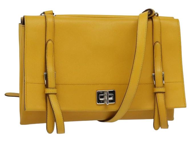 PRADA Shoulder Bag Yellow Silver Auth 138192 Silvery