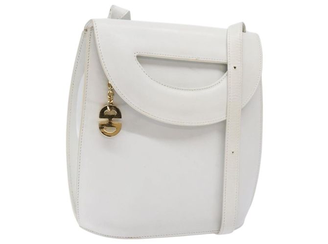 Céline Bolsa de Ombro CELINE em Couro Dourado Branco Auth 138388