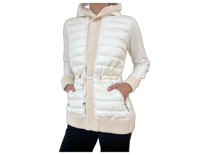 Moncler-Jacke, Daunenjacke, Strickjacke. Weiß