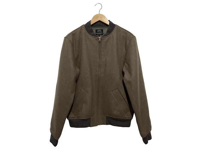 Apc Mathieu Jacket Brown Olive Wool Olive green