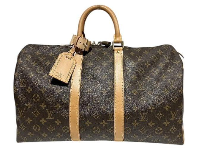 Louis Vuitton Keepall 45 Monogram Boston Bag Brown Cloth  ref.2447593