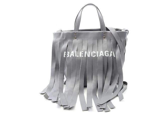 Balenciaga Laundry Cabas XS Leather Handbag Grey  ref.2447862