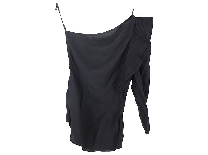 Isabel Marant Étoile Ruffled One-Shoulder Top in Black Viscose