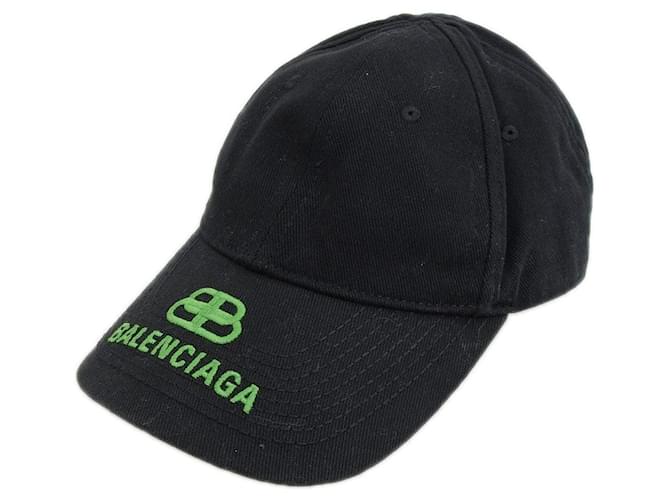 Boné de beisebol com bordado de logo Balenciaga Preto Algodão  ref.2448254