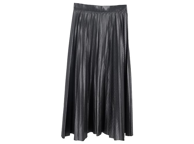 Hugo Boss Boss Perforierte Plissierte Midi-Rock aus schwarzem Polyester
