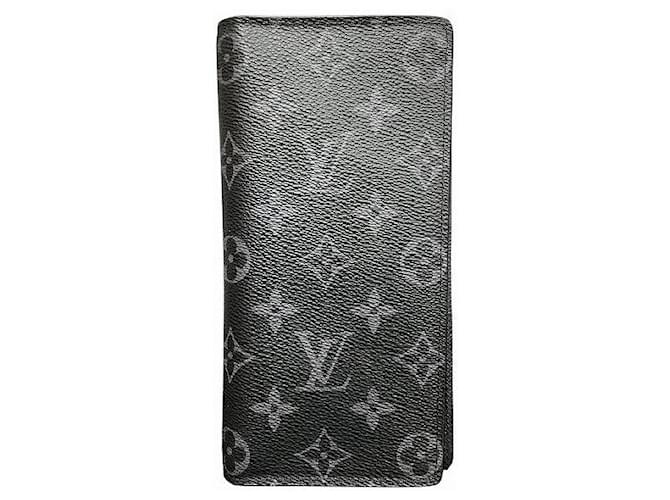 Louis Vuitton Portefeuille Brazza Monogram Wallet Black Cloth  ref.2449673