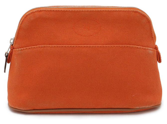 Bolso Pouch Bolide 20 de lona y cuero Hermès Naranja