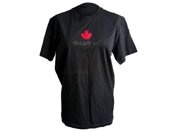 Camiseta Logo Maple Dsquared2 en Algodón Negro