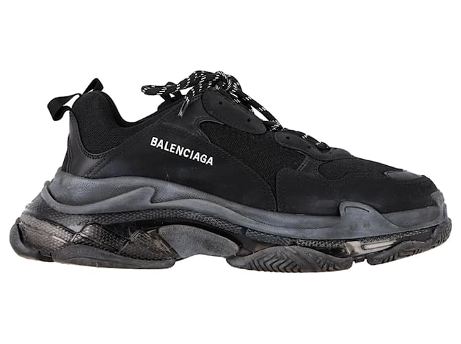 Balenciaga Triple S Clear Sole Sneakers in Black Polyester  ref.2450276